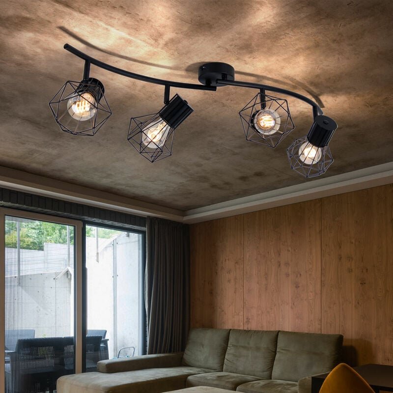 Spotleiste Strahler schwenkbar Deckenleuchte schwarz Deckenlampe 4 Flammig, 4x E27 Fassungen, LxBxH 80x22,5x19 cm