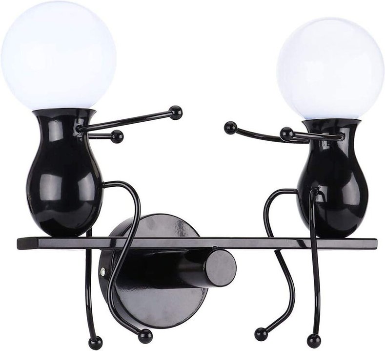 Wandleuchte Kreatives, Moderne Einfache Humanoid Wand Lampe im Wippe Form Eisen Halter Innen E27 Art Deco für Wohnzimmer...