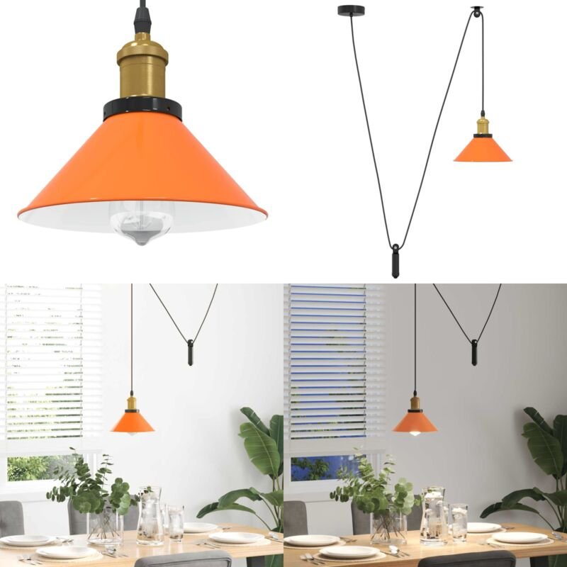 Pendelleuchte Höhenverstellbar E27 Orange Glänzend Ø22cm Metall - Vidaxl