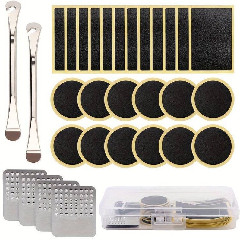 Fahrradreifen-Reparaturset – Fahrradreifenheber und klebstofffreie Fahrradreifenflicken, Reparaturwerkzeug für Fahrradre...