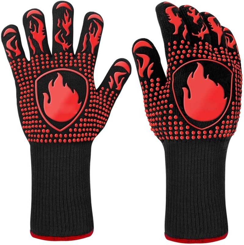 Thumbnail - Beijiyi - Grillhandschuhe, universelle hitzebeständige Ofenhandschuhe, rutschfeste, flammhemmende Silikon-Küchenhandschu...