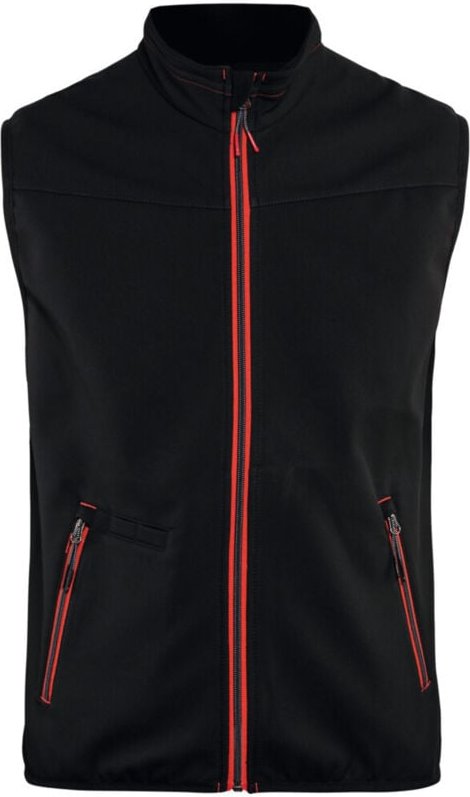 Blakläder Softshell Weste Service Plus, schwarz / rot, Unisex-Größe: XL