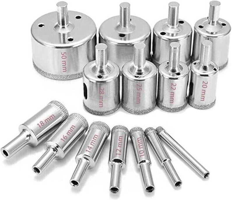 15-teiliges Diamantbohrer-Set, 6–50 mm, zum Nassschneiden von Glas, Granit, Porzellan, Keramik und Marmor