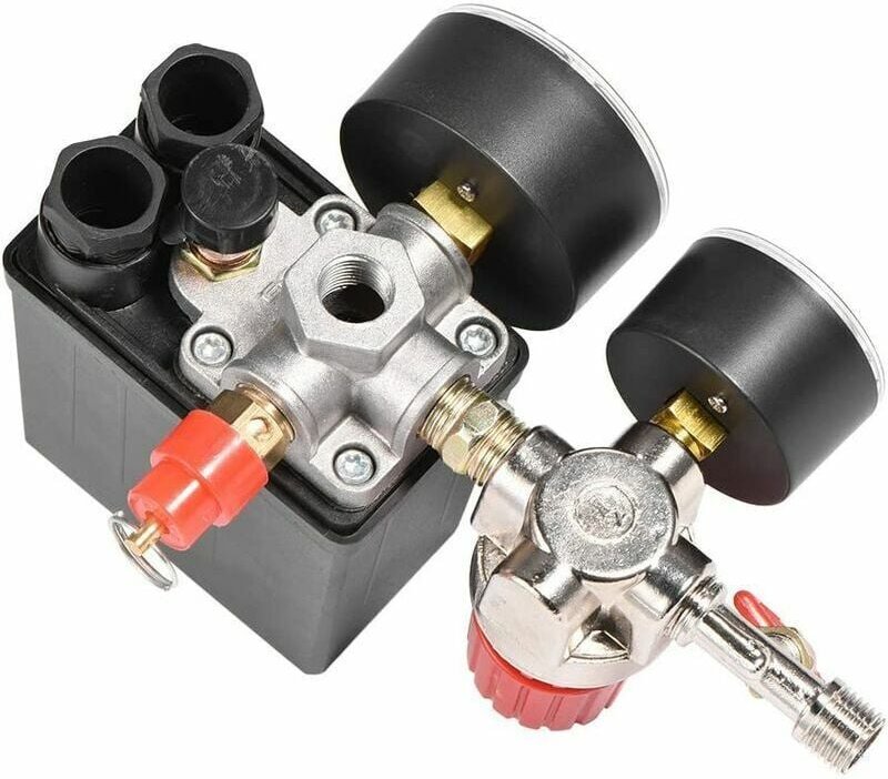 Kompressorzubehör, Luftkompressorventil, kleiner Luftkompressor, Druckschalter, Steuerventilregler mit Messgeräten.-