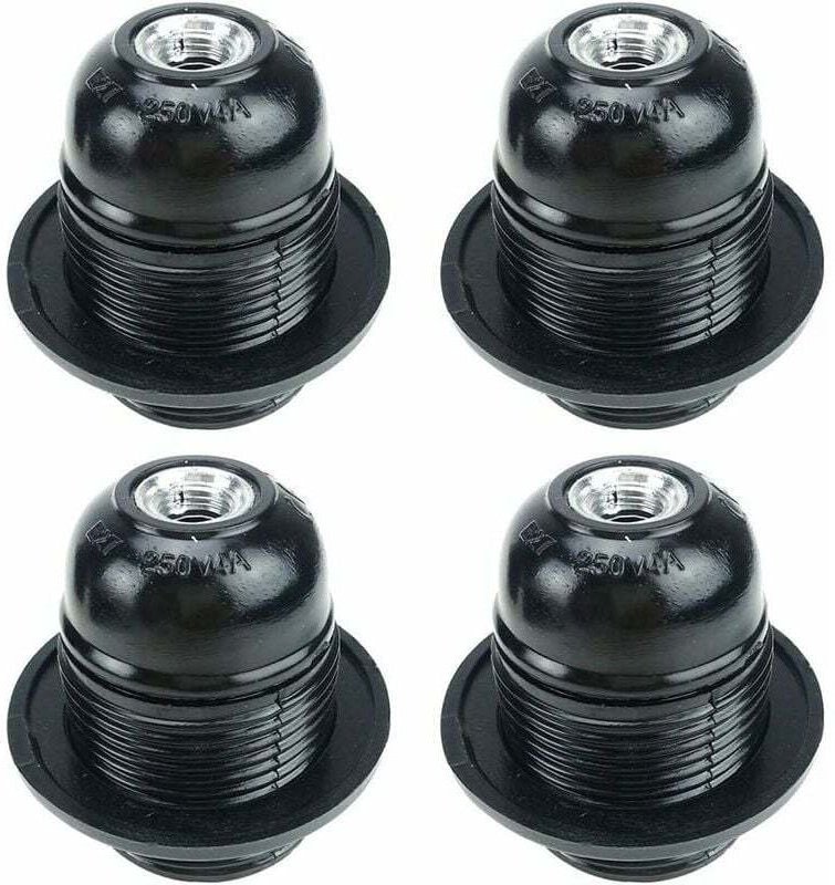 Schwarze E27-Schraube, E27-Lampenfassung, 4 Stück E27-Fassung, E27-Sockelbirne, solide Glühbirnenfassung, schwarzer Sock...
