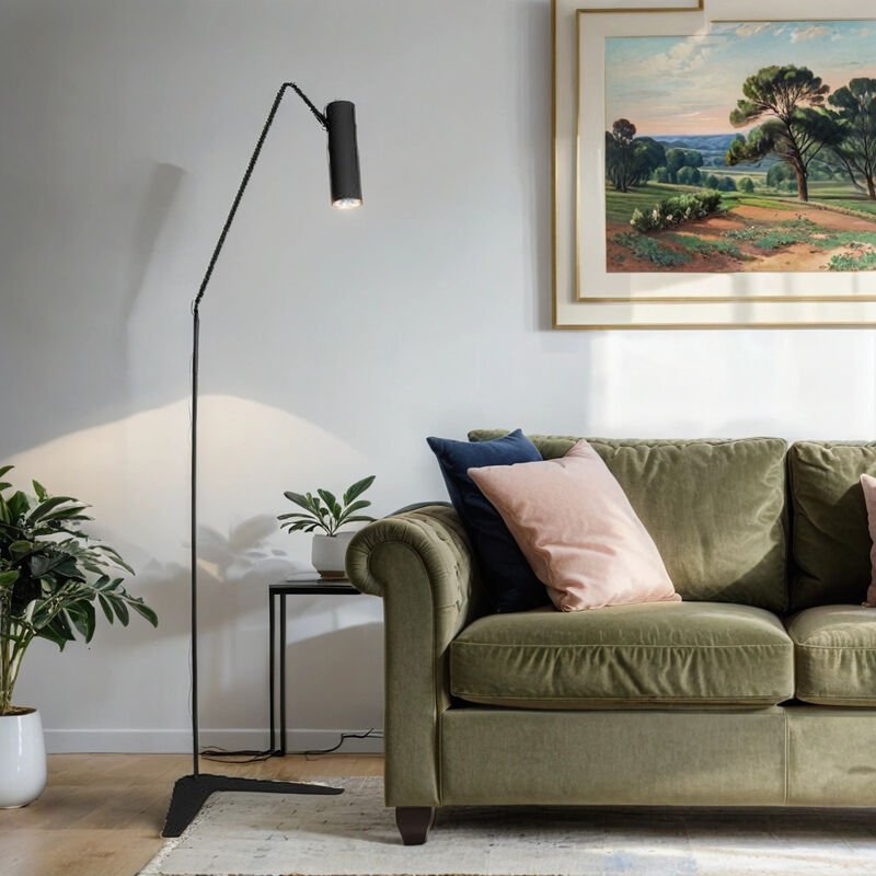 Verstellbare Stehlampe Schwarz Modern Wohnzimmer