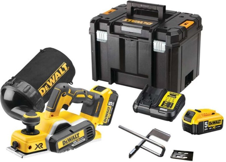 DeWALT DCP580P2 Akku Hobel bürstenlos 18V 5Ah mit 2 Akkus Koffer TSTAK Zubehör