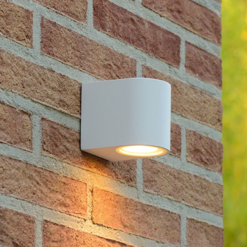 Zora-led - Wandstrahler / Wandleuchte Innen/Außen - led Dim. - GU10 - 1x5W 3000K - IP44 - Weiß - Lucide