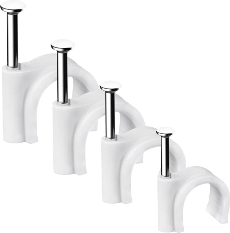 Kabelschelle Nagelschellen,400 stück Kabelhalter Mit Eingestecktem Nagel Halterungen Kabelbefestigung Für Starkstromkabe...