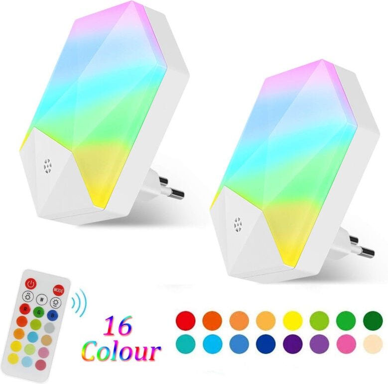 LED-Nachtlicht für Kinder, Baby-Nachtlampe, Plug-and-Play, mit Fernbedienung, 16 einstellbare Farben, rgb, dimmbare Hell...