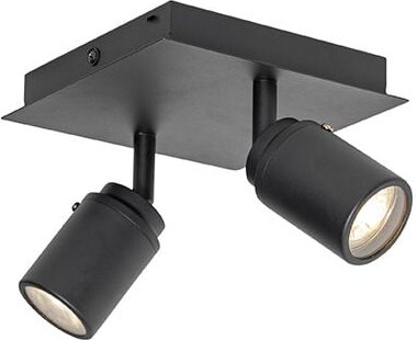 Moderner Badspot schwarz quadratisch 2-flammig IP44 - Ducha