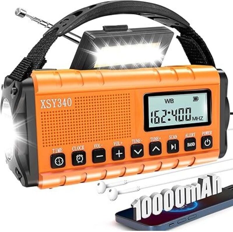 37000mWh Notfall Radio mit NOAA Wetter Alarm Portable Solar Powered Hand Kurbel AM/FM Überleben Digital Display Radio, W...