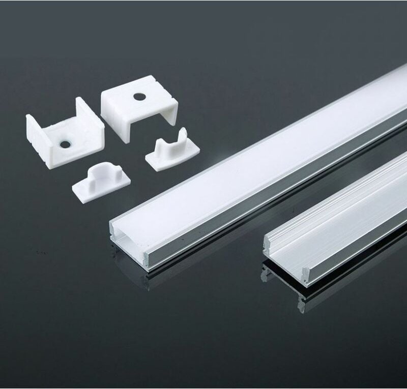 Silbernes Aluminiumprofil für LED-Streifen (Max. l: 12,4 mm) Satin 2000 x 17,4 x 7 mm - V-tac