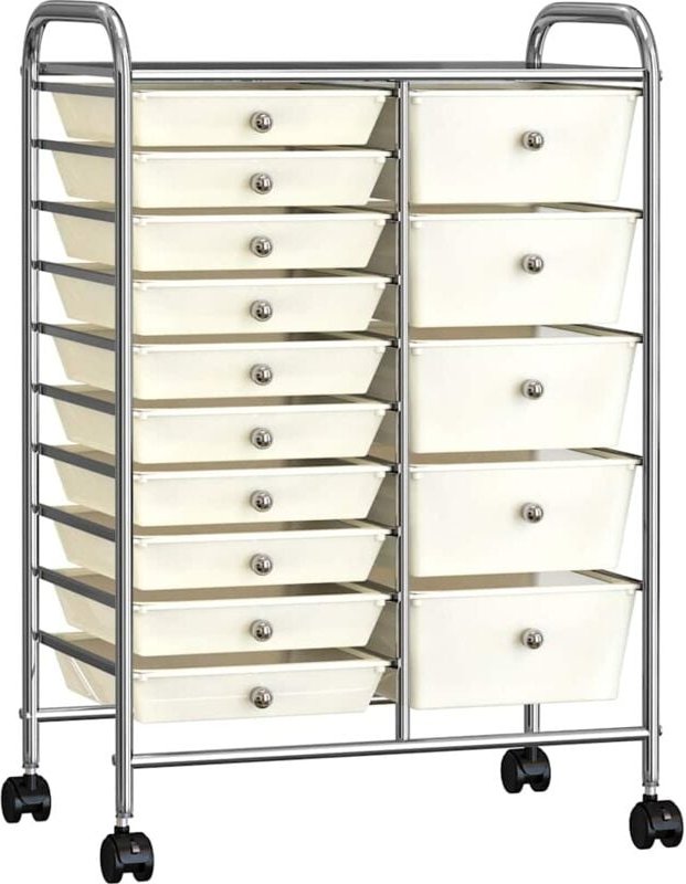 Xxl Schubladenwagen mit 15 Schubladen Weiß Kunststoff - Vidaxl