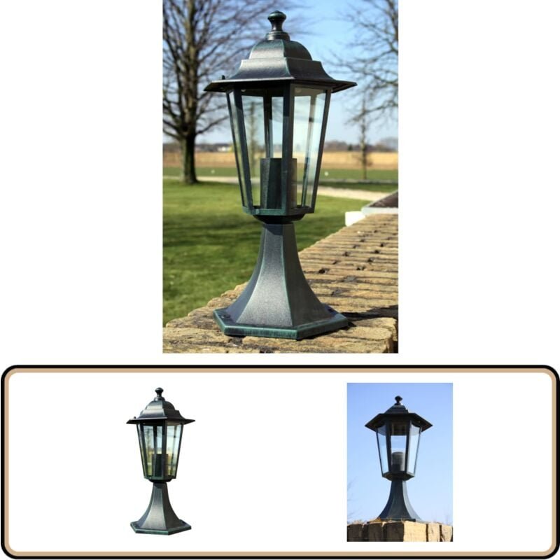 Gartenlaterne Dunkelgrün/Schwarz Aluminium - Gartenleuchte - Außeleuchte - LED-Lampe - Dekobeleuchtung - Alu-Laterne