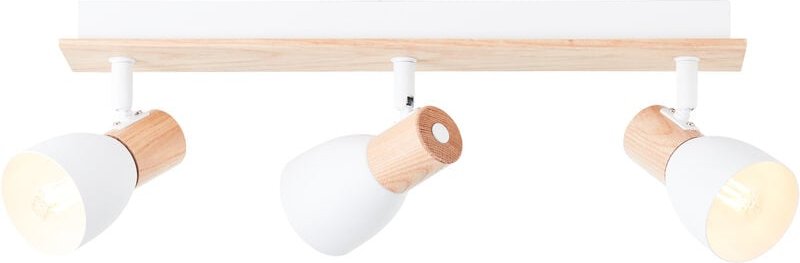 Brilliant - Daintree Spotbalken 3flg weiß/natur, Metall/Holz, 3x D45, E14, 28 w