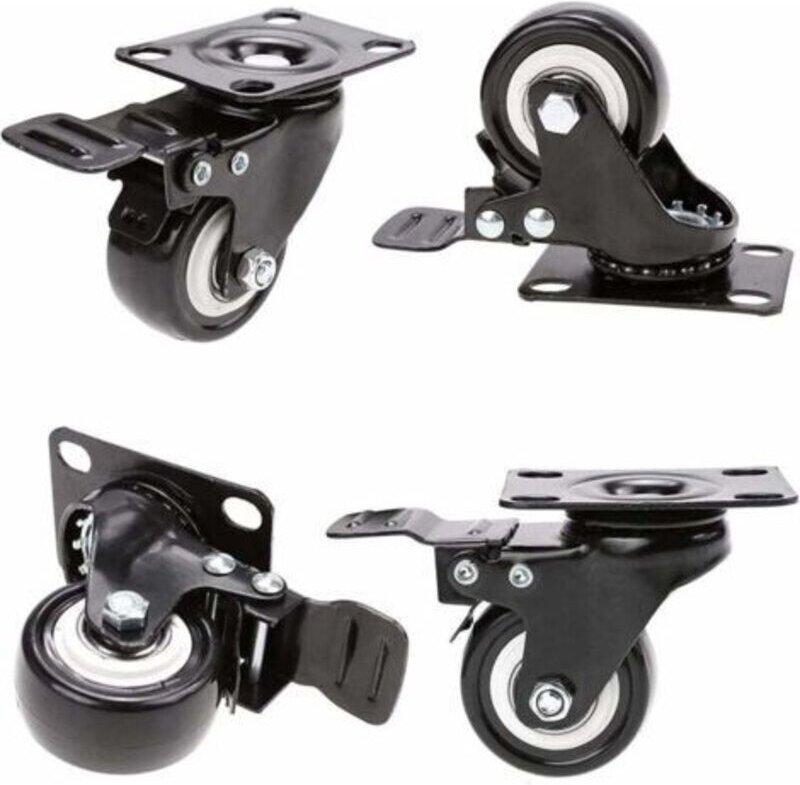 Lenkrollen mit Bremse 2 Zoll, Raddurchmesser 50 mm, geräuscharme Gummi-Möbelräder, Tragfähigkeit 400 kg, robuste, nicht ...