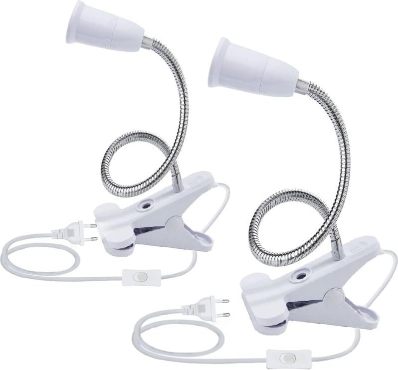 Thumbnail - 2 Stück LED-Tischlampensockel, E27-Klemme, Lampenfassung, Schwanenhals-Lampenfassung, Tischlampen-Clip-Sockel mit Schalt...