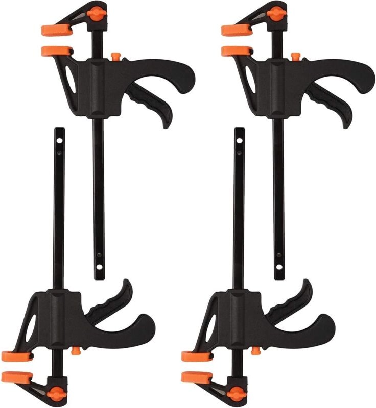 4-teiliges 4-Zoll-Ratschenklemmen-Set, Einhandklemmen, Wolfcraft Schnellspannklemme, Ratschen-Stangenzwinge für Holzbear...