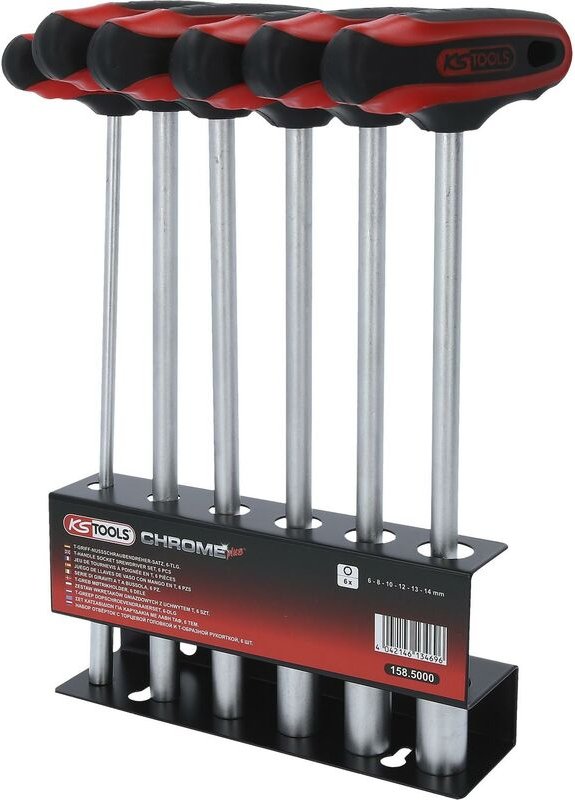 Ks Tools CHROMEplus T-Griff-Nussschraubendreher-Satz, 6-teilig, 6-14mm