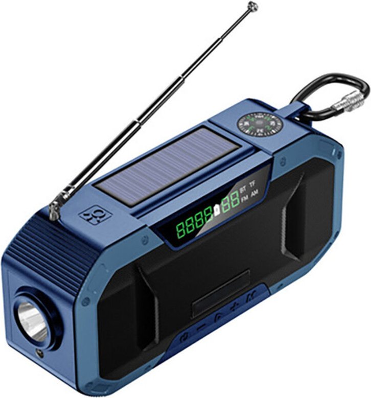 Notfallradio, wasserdichter Bluetooth-Lautsprecher, tragbares AM-FM-Digitalradio mit Taschenlampe, Leselampe, Handkurbel...