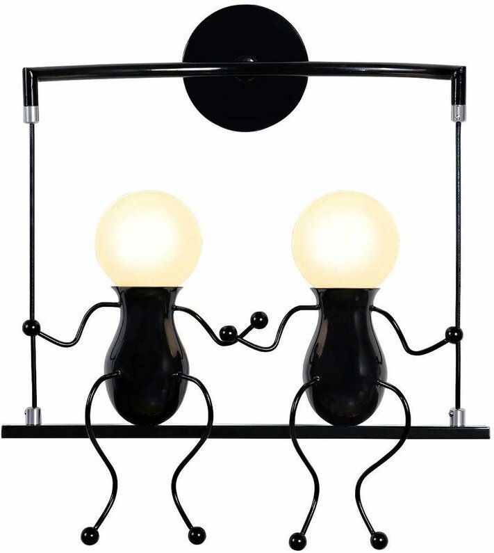 Wandleuchte Kreatives, Moderne Einfache Humanoid Wand Lampe im Schwingen Form Eisen Halter Innen E27 Art Deco Doppelt Ca...