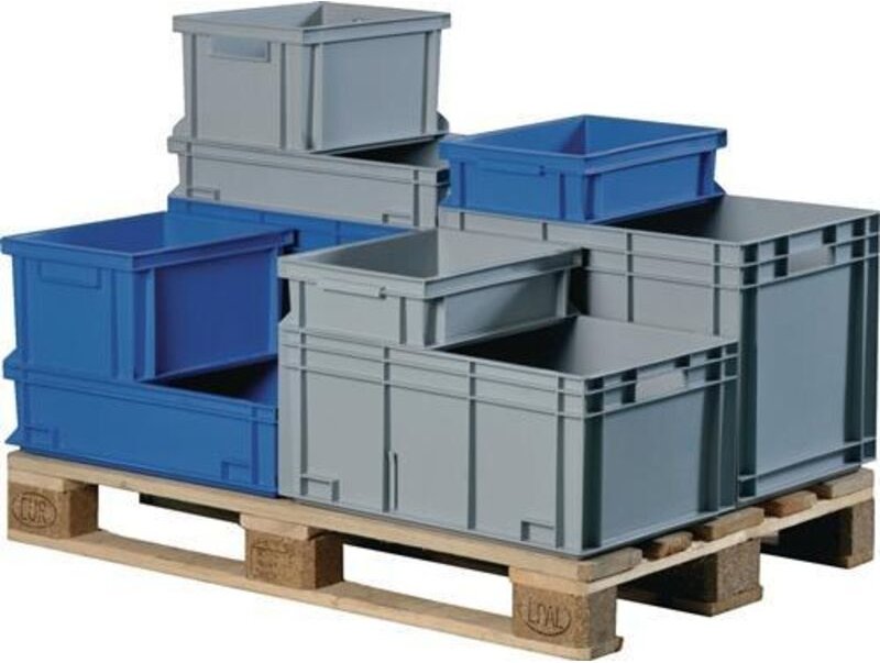 TECWERK Transportbehälter L300xB200xH120mm grau PP Muschelgr.Seitenwände geschl.TECWERK