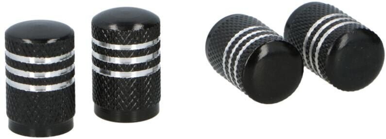4 x Ventilkappe Aluminium Schwarz / Silber