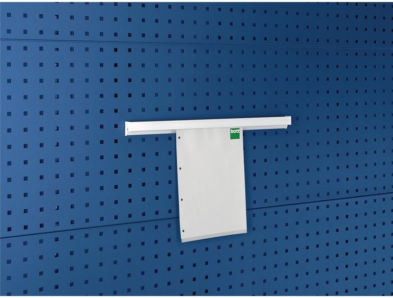 Dokumentenhalter din A4 hoch Alu.B500xT10xH50mm f.Lochplatten Bott