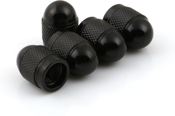 Ventilkappe, Autoreifen-Ventilkappe, elastische Aluminiumlegierung, Autoreifen-Ventilkappe, 5 Stück (schwarz)