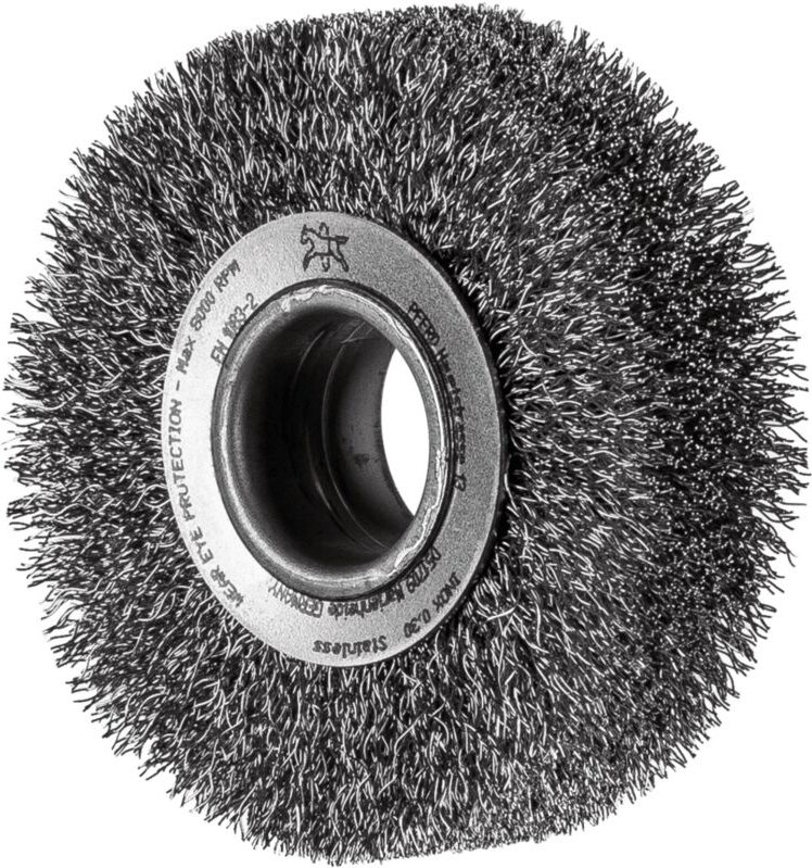 Pos Rundbürste breit ungezopft rbu Ø80x20xvariable Bohrung Edelstahl-Draht-Ø0,15 Schleifbock - Pferd