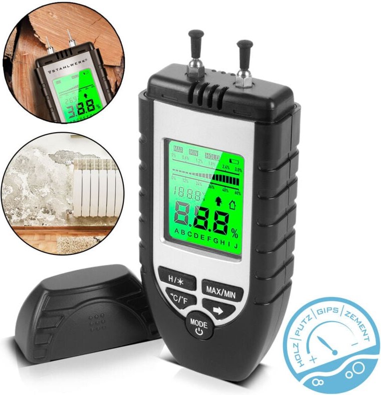 STAHLWERK Feuchtigkeitsmesser FM-60 ST Holz Baustoffe Feuchtigkeitsmessgerät