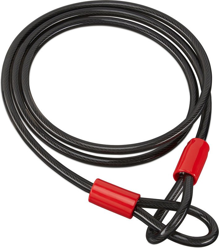 Relaxdays - Schlaufenkabel 2m, für Fahrrad & Gepäck, ummanteltes Stahlkabel mit Schlaufen, langes Fahrradschloss, schwar...
