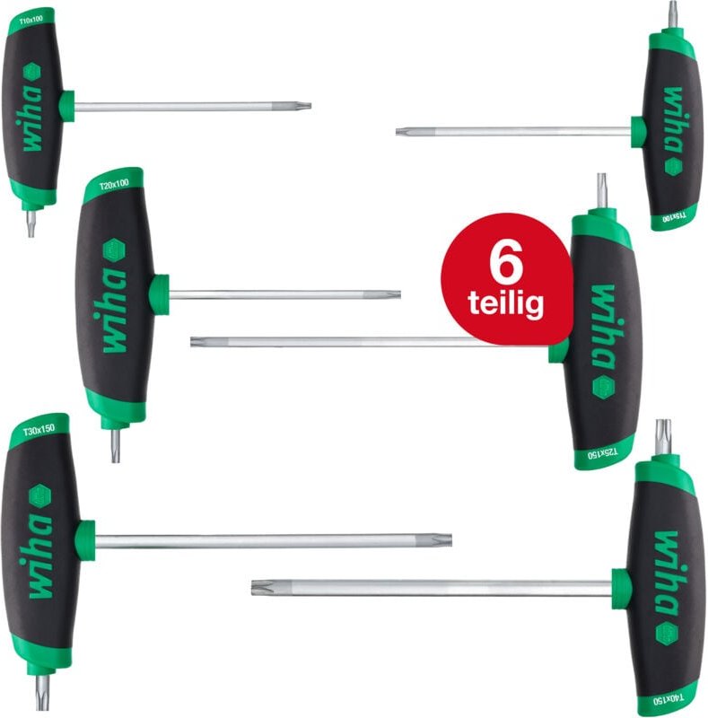 Stiftschlüssel Set 6-tlg. mit Quergriff torx® i ComfortGrip mit Seitenabtrieb i Satz T10 - T40 i Stiftschlüsselsatz mit ...