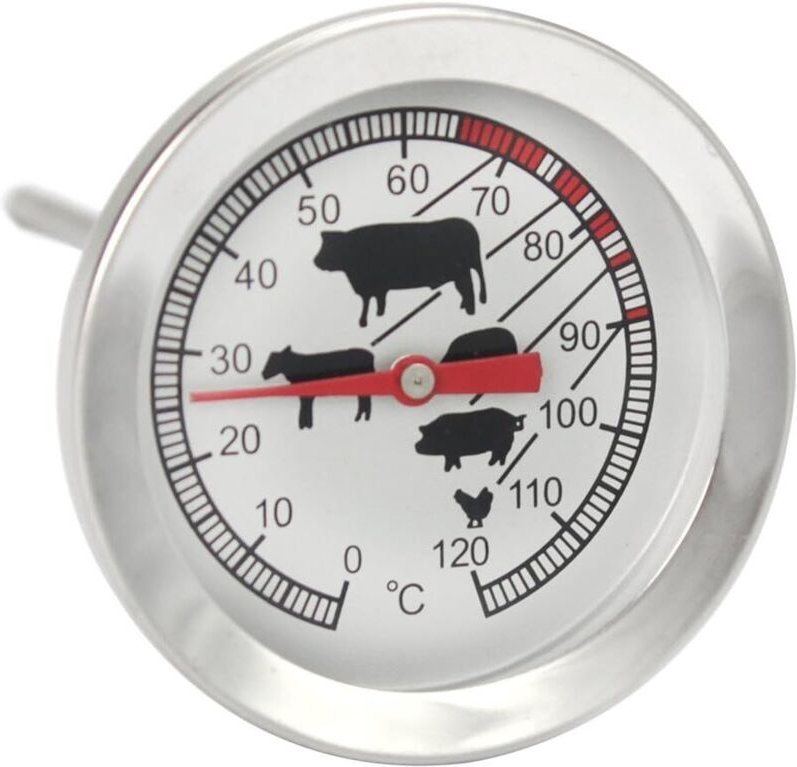 Bratenthermometer aus Edelstahl – analoges Fleischthermometer bis 120 °C – Grillthermometer – Fleischsonde