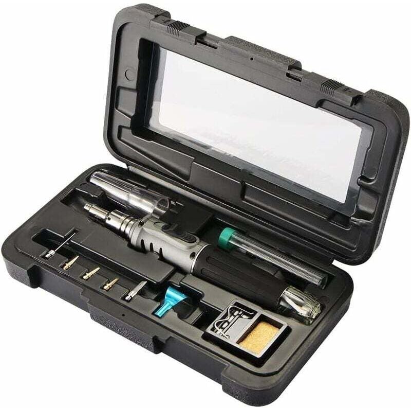 Soldador de butano - Kit de soldador de gas 10 en 1, profesional, autoencendido, multiusos, para reparación, fabricación...