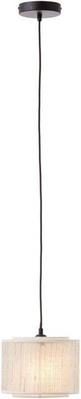 Lampe, Odar Pendelleuchte 22cm schwarz/beige, 1x A60, E27, 42W, Kabel kürzbar / in der Höhe einstellbar - Brilliant