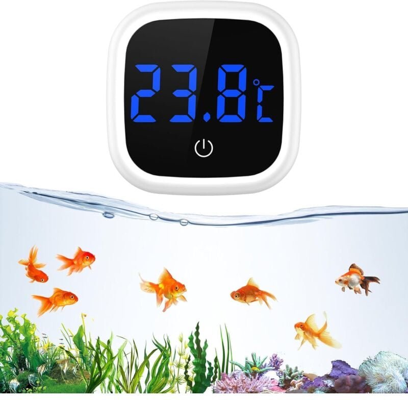 Aquarium-Thermometer, digitales LCD-Aquarium-Thermometer mit LED-Touchscreen, genauer Temperatursensor, Mini-Marine-Ther...