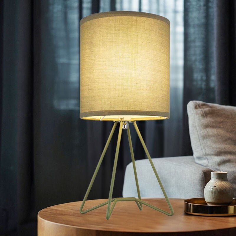 Thumbnail - Globo Lighting - Tischleuchte Textilschirm Nachttischlampe blassgrün Beistellleuchte Modern, Metall, E14 Fassung, DxH 16...