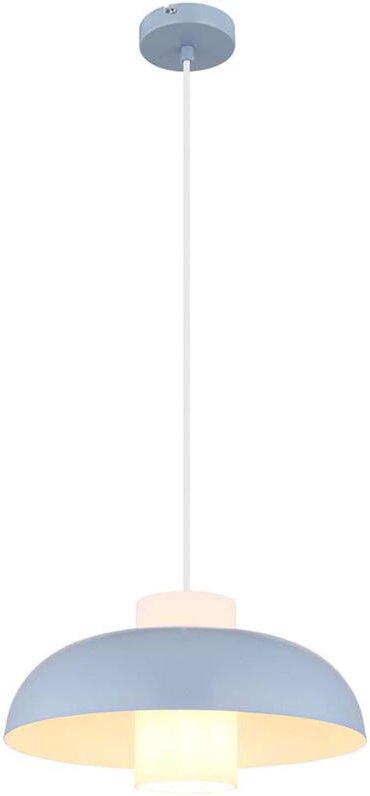Thumbnail - Hängeleuchte Glas Pendelleuchte blau Esszimmerlampe hängend, Metall opal,1x E27 Fassung, DxH 38x120 cm