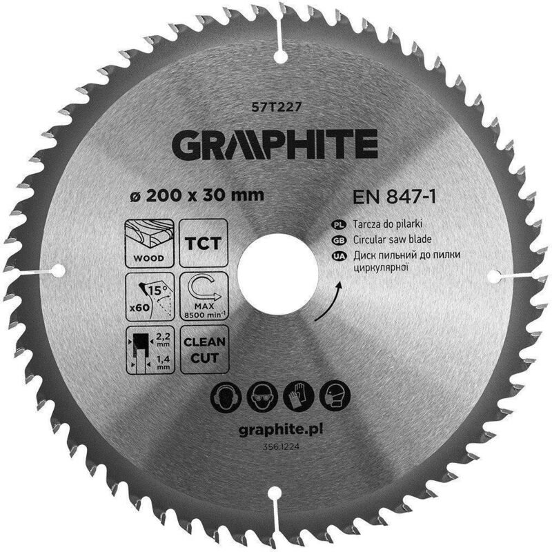 Kreissägeblatt graphite metallisch 200 mm 60 Zähne