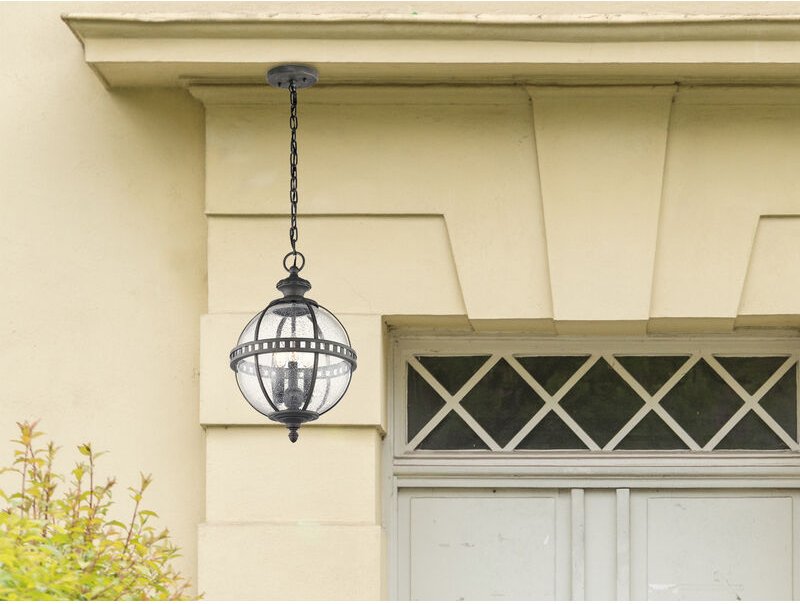 Meinewunschleuchte - led Jugendstil Pendelleuchte für Innen & Außen, Anthrazit Ø30,5cm