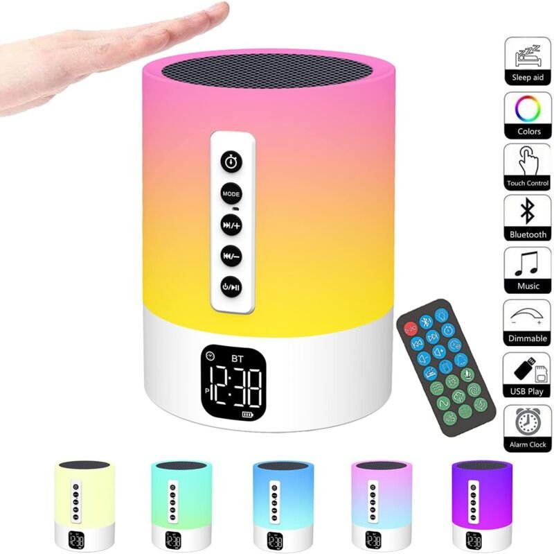 Thumbnail - Bluetooth-Lautsprecher Wecker Nachtlicht, Touch-Nachttischlampe mit weißem Rauschen Maschine, Bluetooth-Lautsprecher Nac...