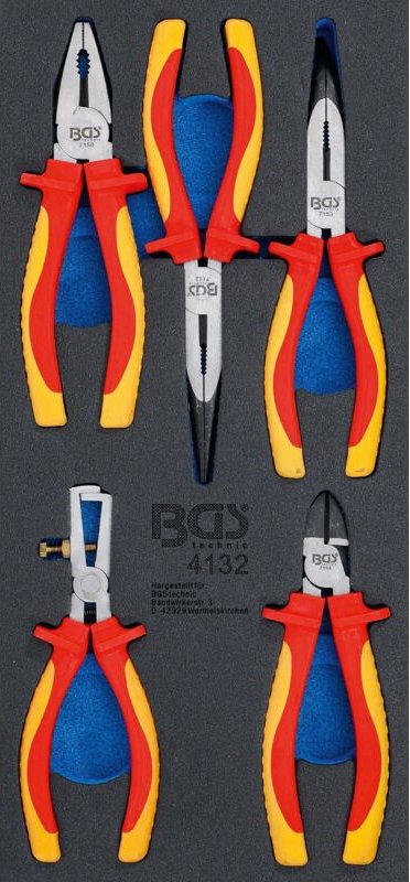Bgs Technic - Werkstattwageneinlage 1/3: VDE-Zangen-Satz 5-tlg.