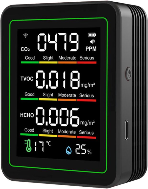 Monitor Wi-Fi per la qualità dell'aria interna, dispositivo intelligente portatile con sensore a infrarossi NDIR per CO2...
