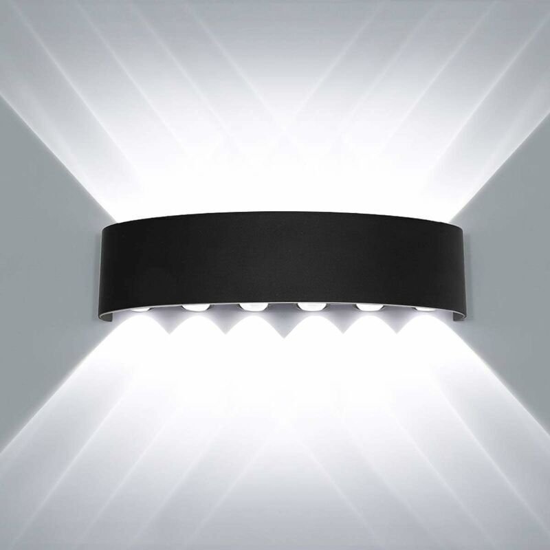 12-W-LED-Wandleuchte für den Innenbereich, Schwarz, Moderne Wandleuchte, Wasserdichte Aluminium-Außenwandleuchte, Spotle...