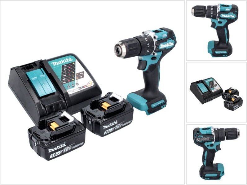 Dhp 487 rf Akku Schlagbohrschrauber 18 v 40 Nm Brushless + 2x Akku 3,0 Ah + Ladegerät - Makita