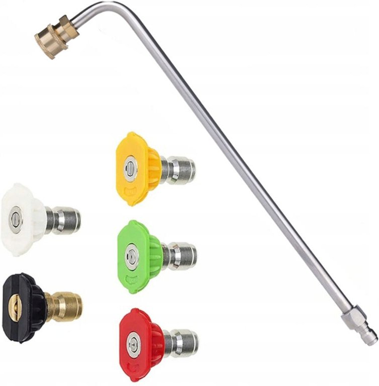 Rosfix Set Sprühdüsen + Lanze 1/4" 34 cm – 5 Düsen (0°–60°) mit Schnellkupplung 250 bar, 60 °C Gebogen 90° Zubehör für H...