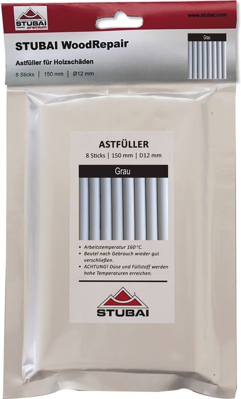 WoodRepair Holzreparatur Astfüller Füllmasse 8 Sticks x 150mm grau - Stubai