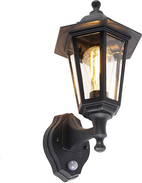 Klassische Außenwandleuchte schwarz mit Bewegungssensor - New Haven